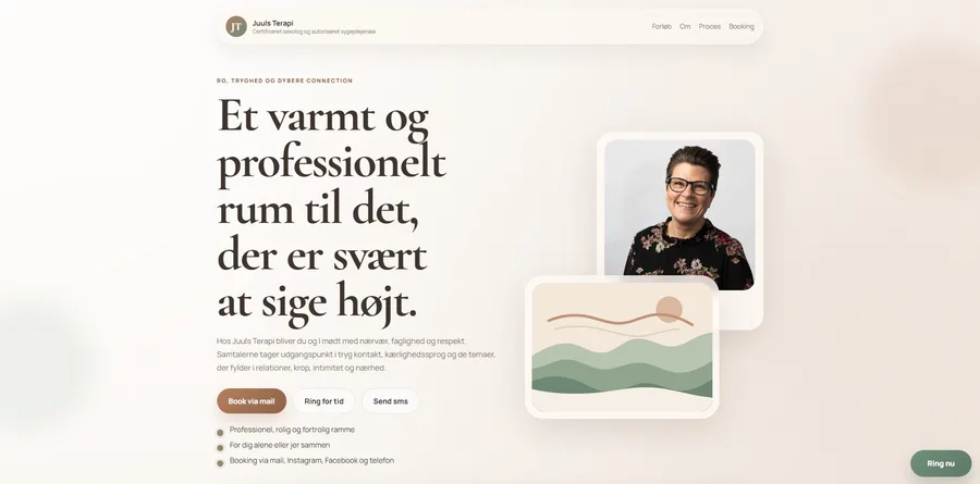 Hjemmesiden DongDynamics byggede for terapipraksissen Juulsterapi i København